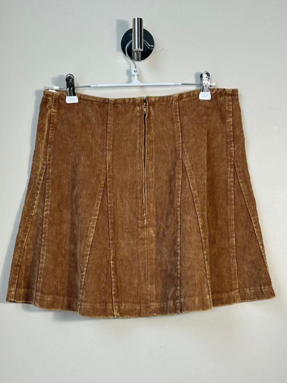 Lulus Brown Corduroy Pleated A-Line Mini Skirt Size M Cottagecore Fall - Picture 3 of 5